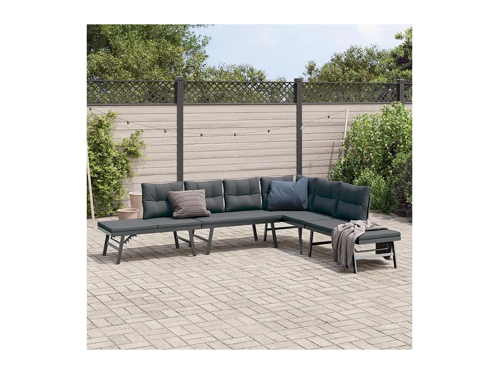 Bancs de jardin avec coussins lot de 4 acier enduit de poudre