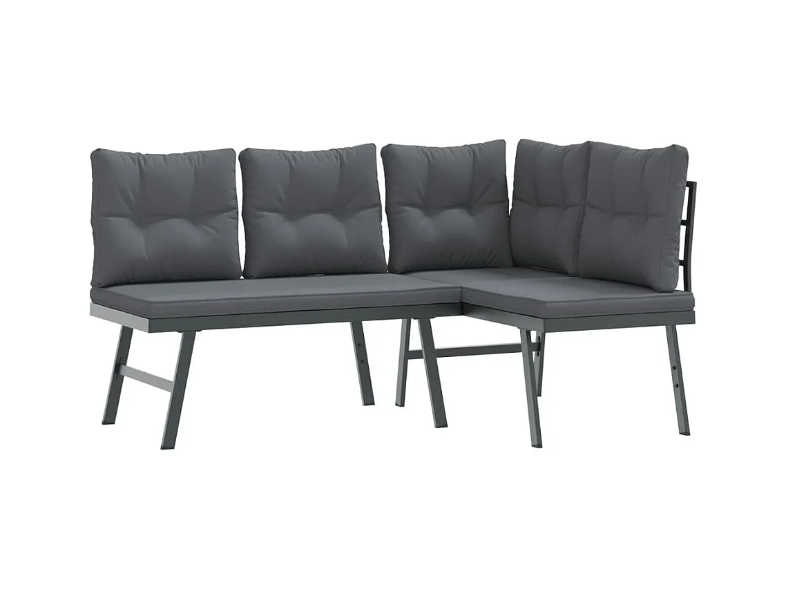 Bancs de jardin avec coussins lot de 4 acier enduit de poudre