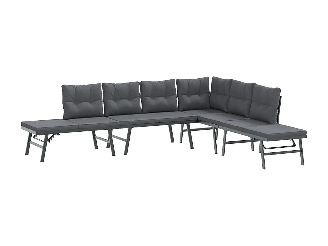 Bancs de jardin avec coussins lot de 4 acier enduit de poudre