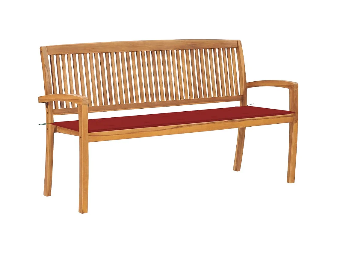 Banc de jardin empilable et coussin 159 cm Bois de teck massif