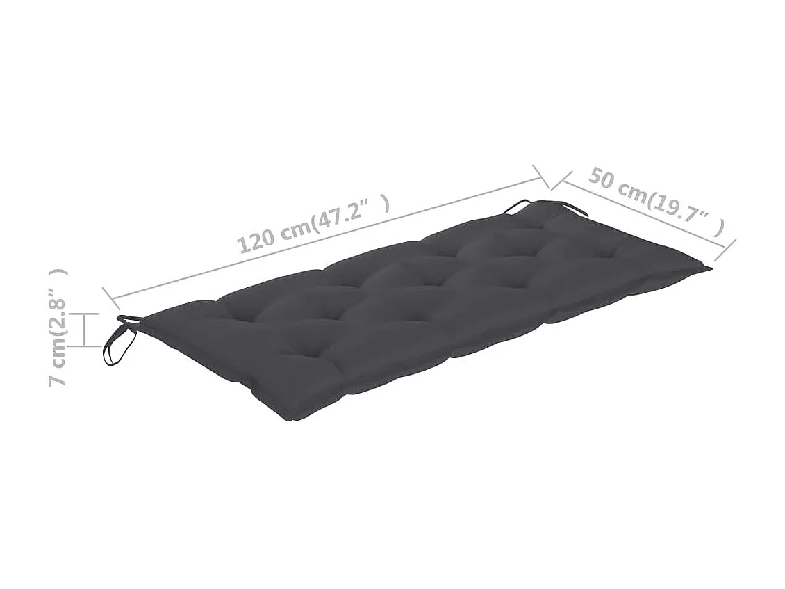 Banco de jardín con cojín madera maciza de acacia 120 cm