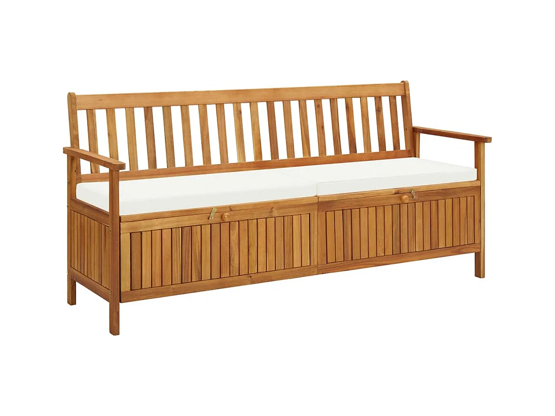 Banco de almacenaje con cojín de madera maciza de acacia 170 cm