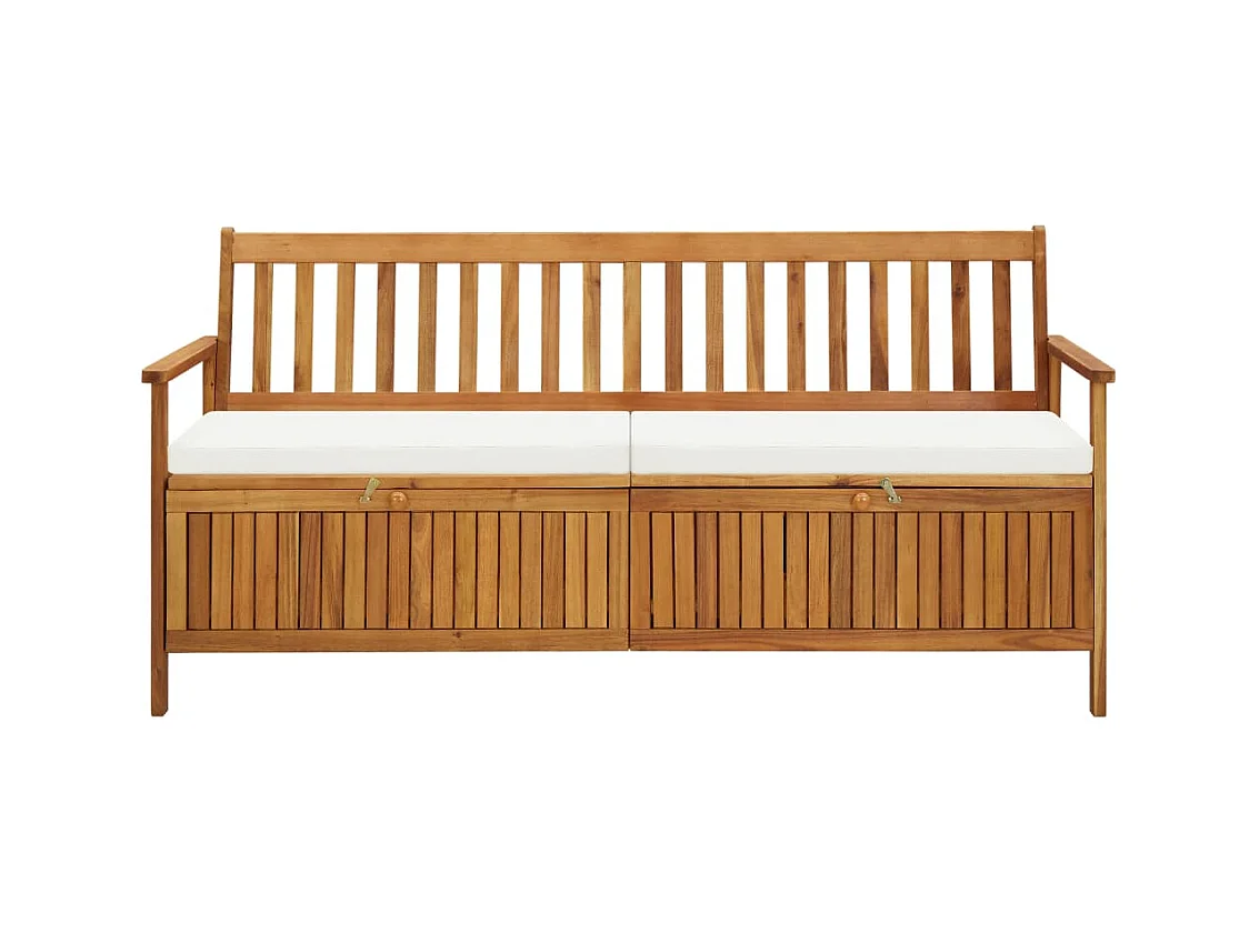 Banco de almacenaje con cojín de madera maciza de acacia 170 cm