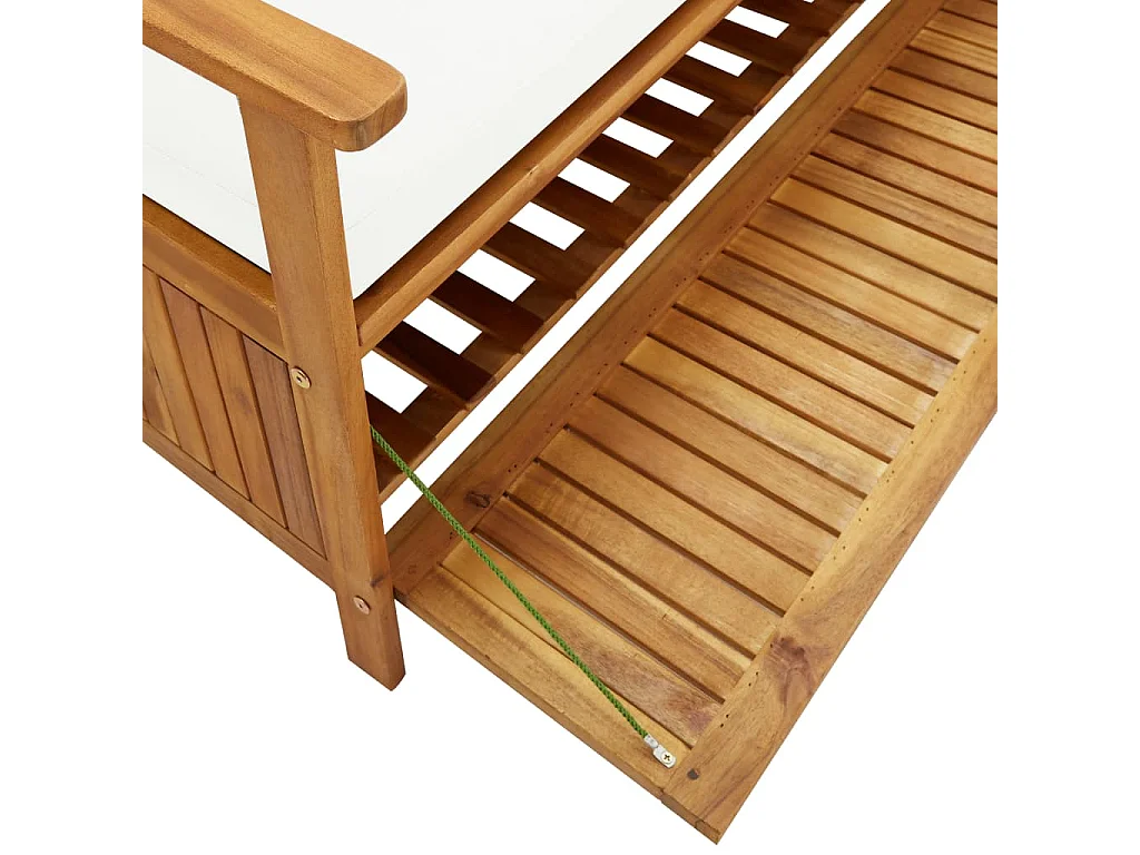 Banco de almacenaje con cojín de madera maciza de acacia 170 cm