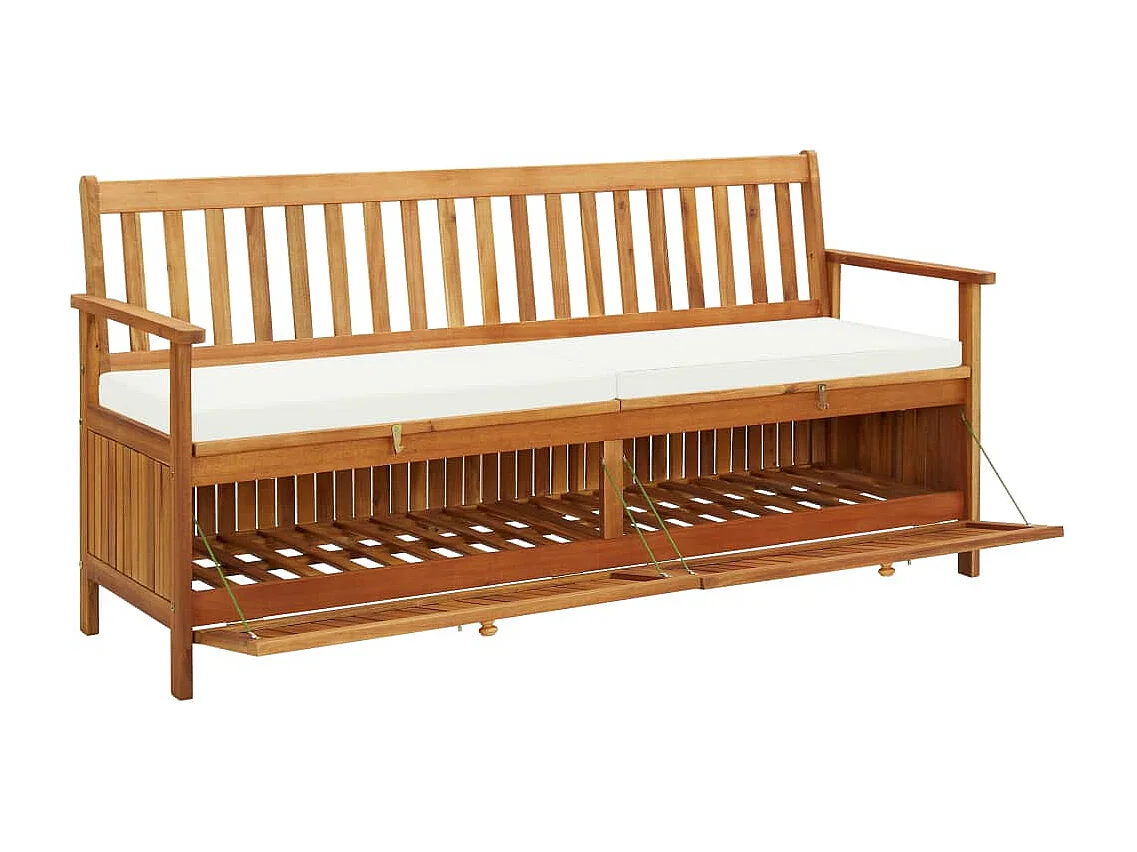 Banc de rangement avec coussin 170 cm Bois d'acacia solide