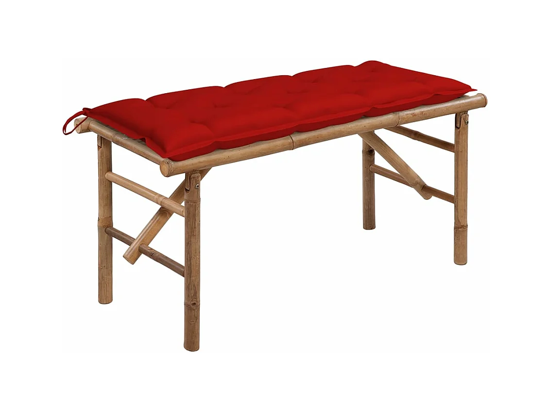 Banc de jardin pliable avec coussin 118 cm Bambou