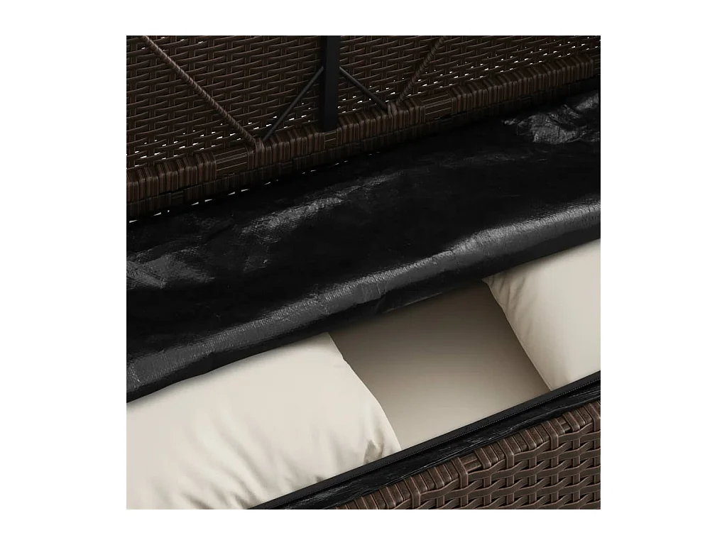 Banco de jardín con cojines ratán sintético marrón