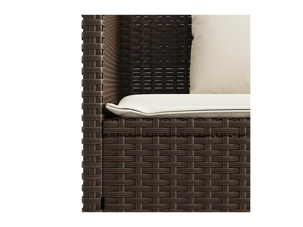 Banco de jardín con cojines ratán sintético marrón