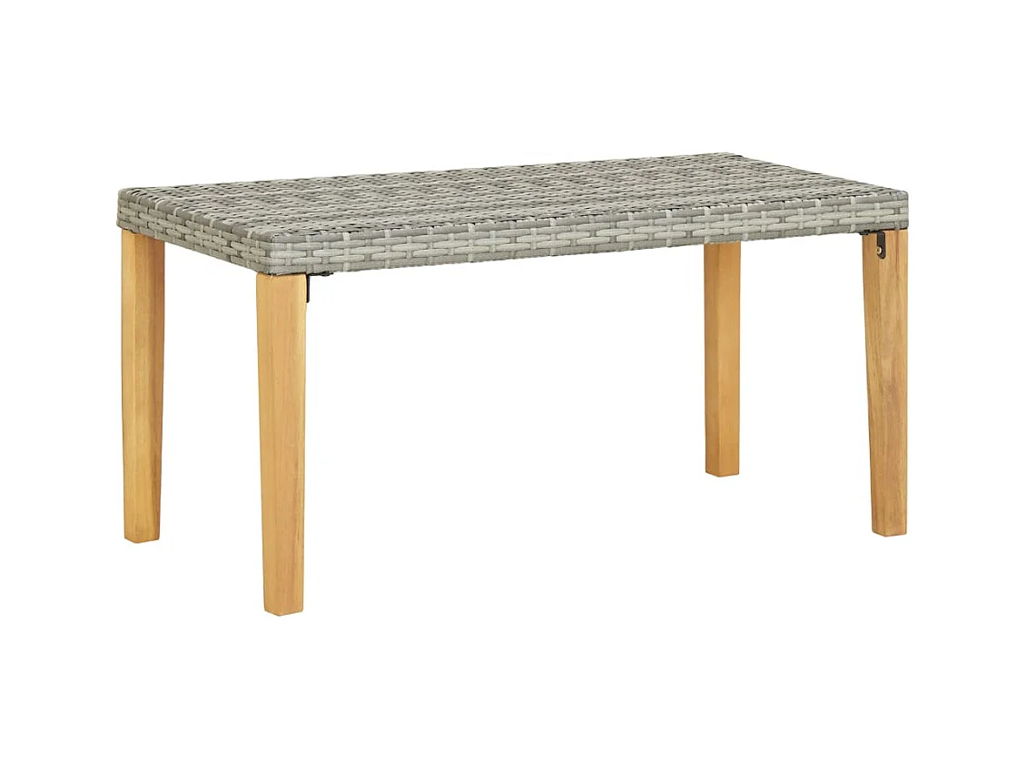 Banco de jardín ratán sintético y madera de acacia gris 120 cm