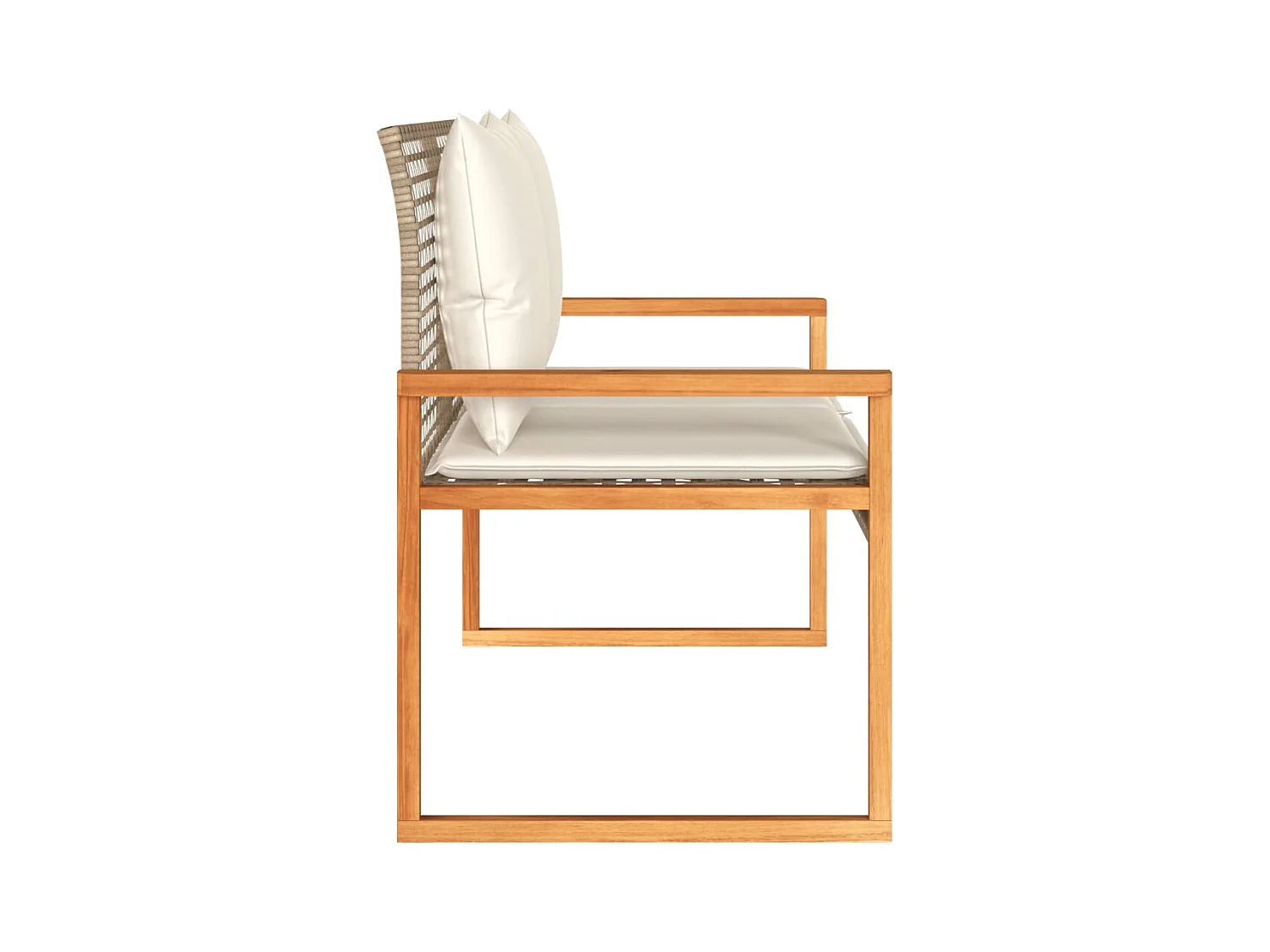 Banc de jardin avec coussin mélange beige résine tressée acacia