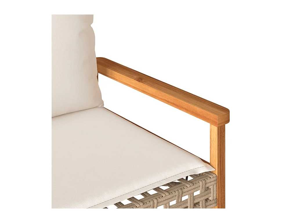 Banc de jardin avec coussin mélange beige résine tressée acacia