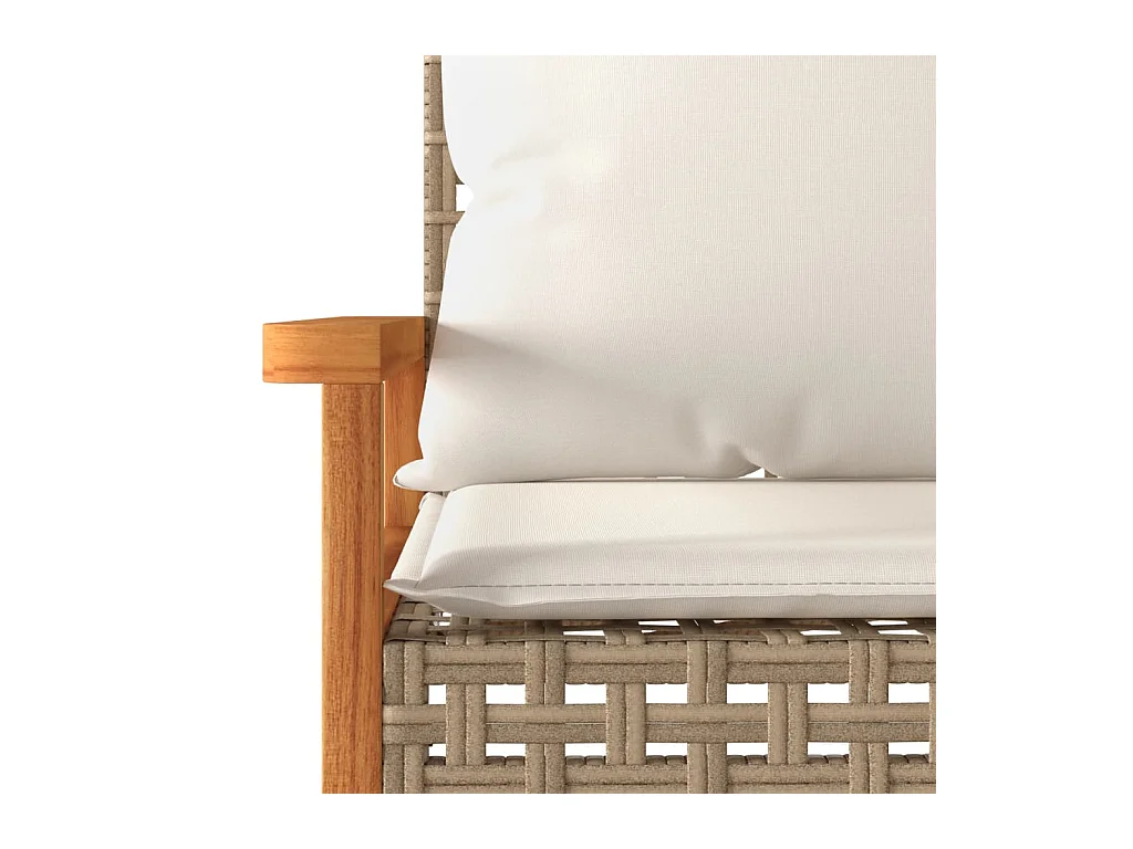 Banc de jardin avec coussin mélange beige résine tressée acacia