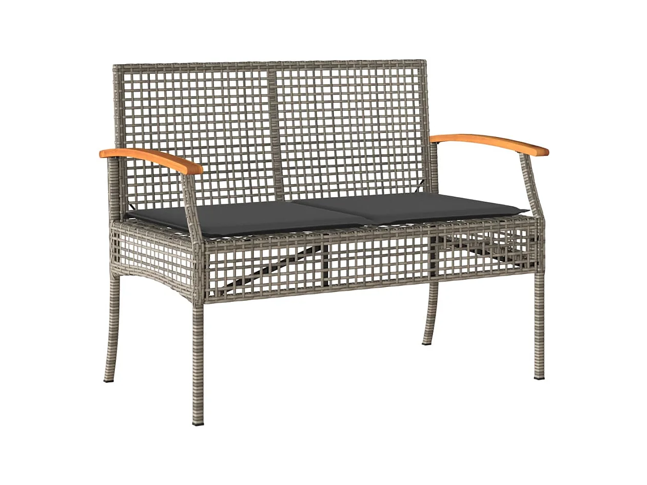 Banc de jardin avec coussin gris résine tressée et acacia
