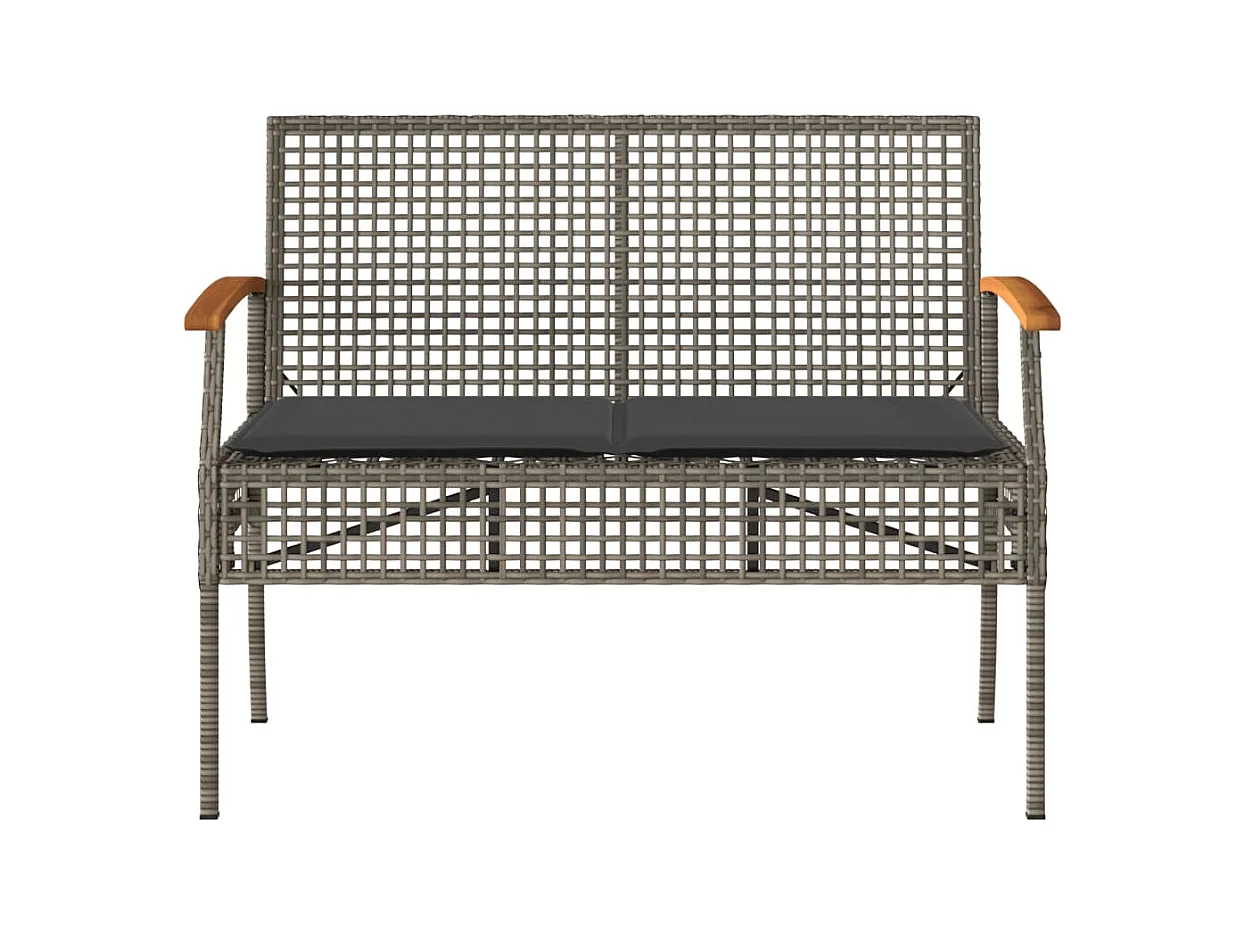 Banc de jardin avec coussin gris résine tressée et acacia
