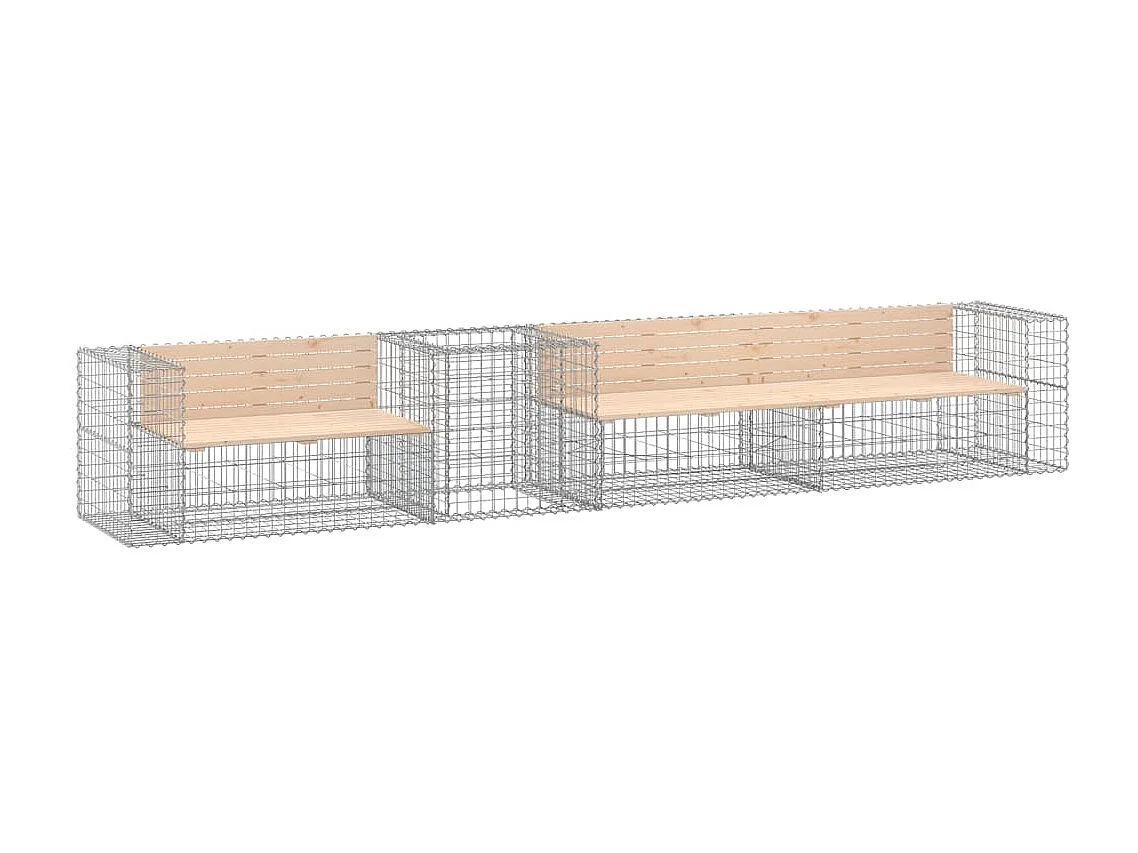 Banc de jardin avec panier en gabion bois massif de pin