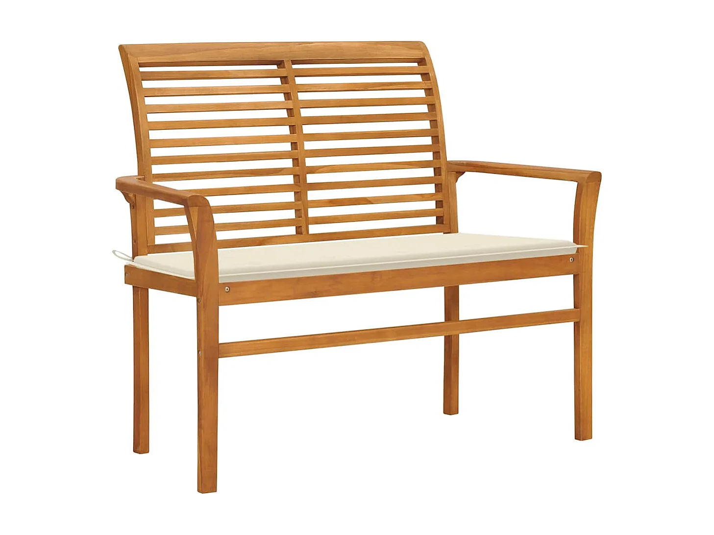 Banc de jardin avec coussin crème 112 cm Bois de teck massif
