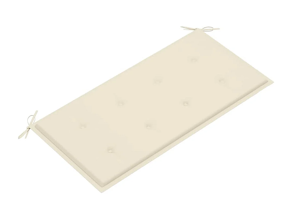 Banc de jardin avec coussin crème 112 cm Bois de teck massif