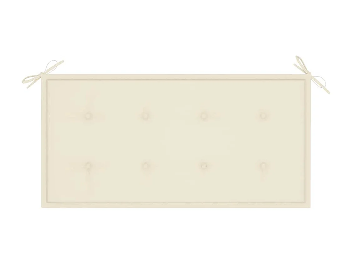 Banc de jardin avec coussin crème 112 cm Bois de teck massif