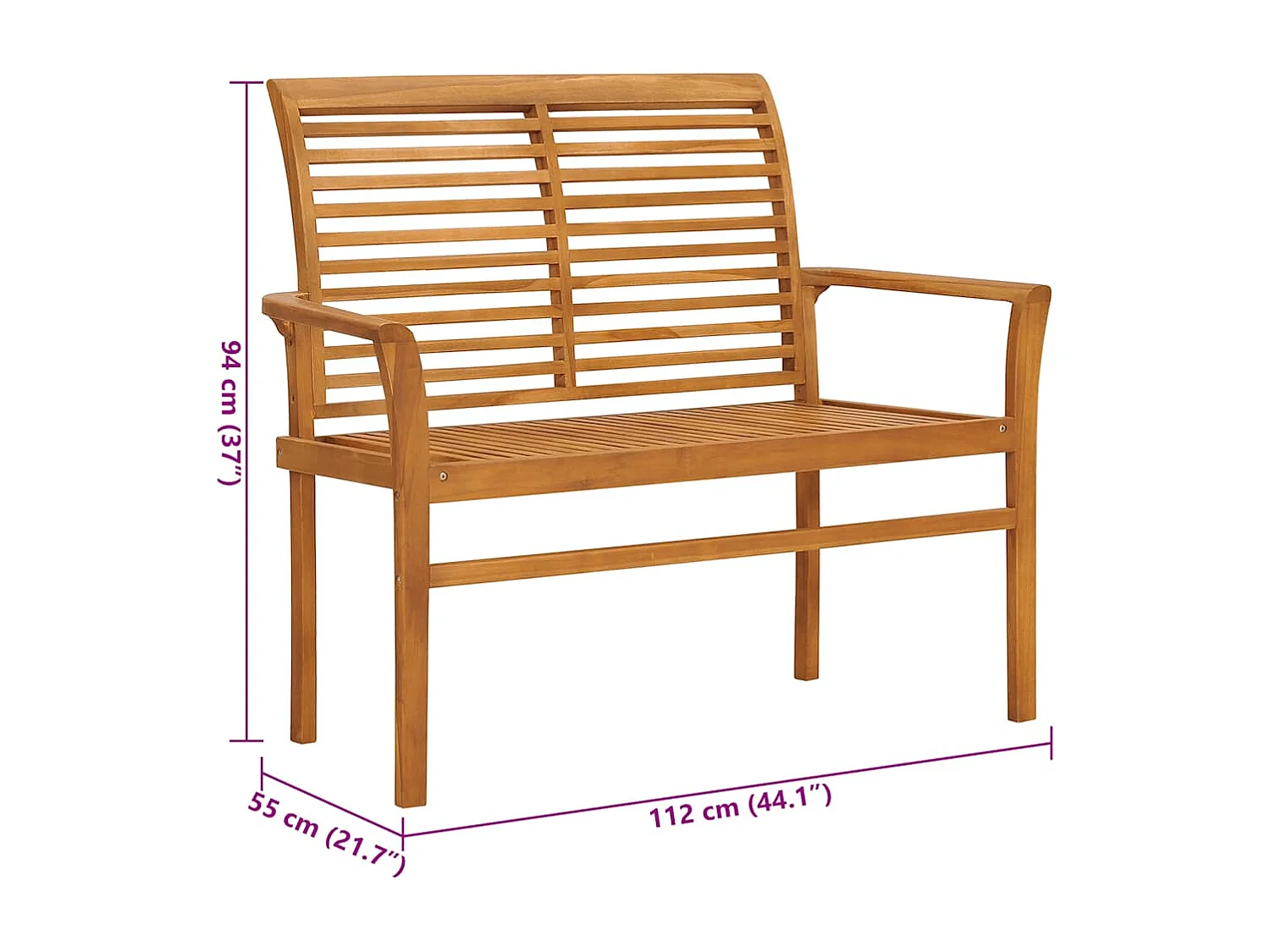 Banc de jardin avec coussin crème 112 cm Bois de teck massif