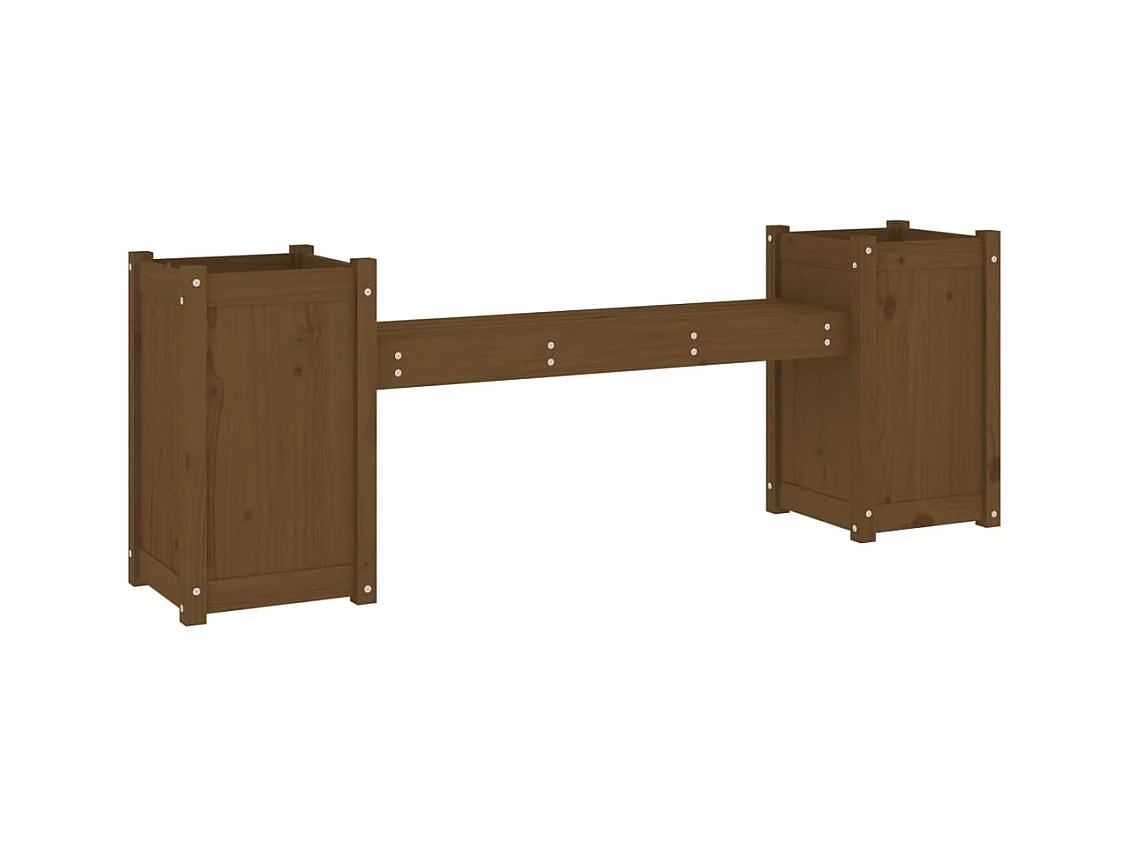 Banc avec jardinières marron miel bois massif de pin