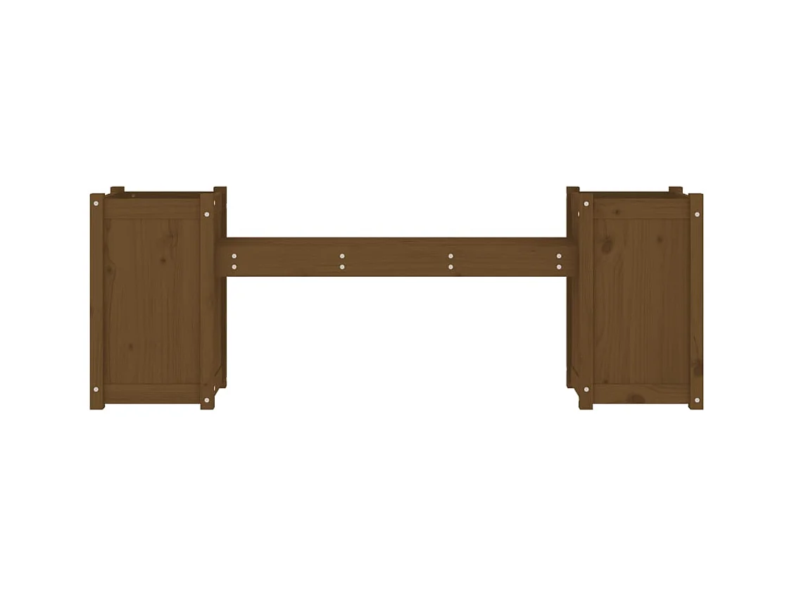 Banc avec jardinières marron miel bois massif de pin