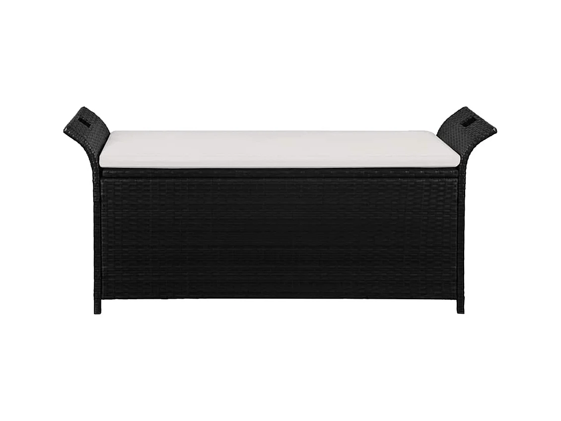 Banc de jardin avec coussin 138 cm Résine tressée Noir