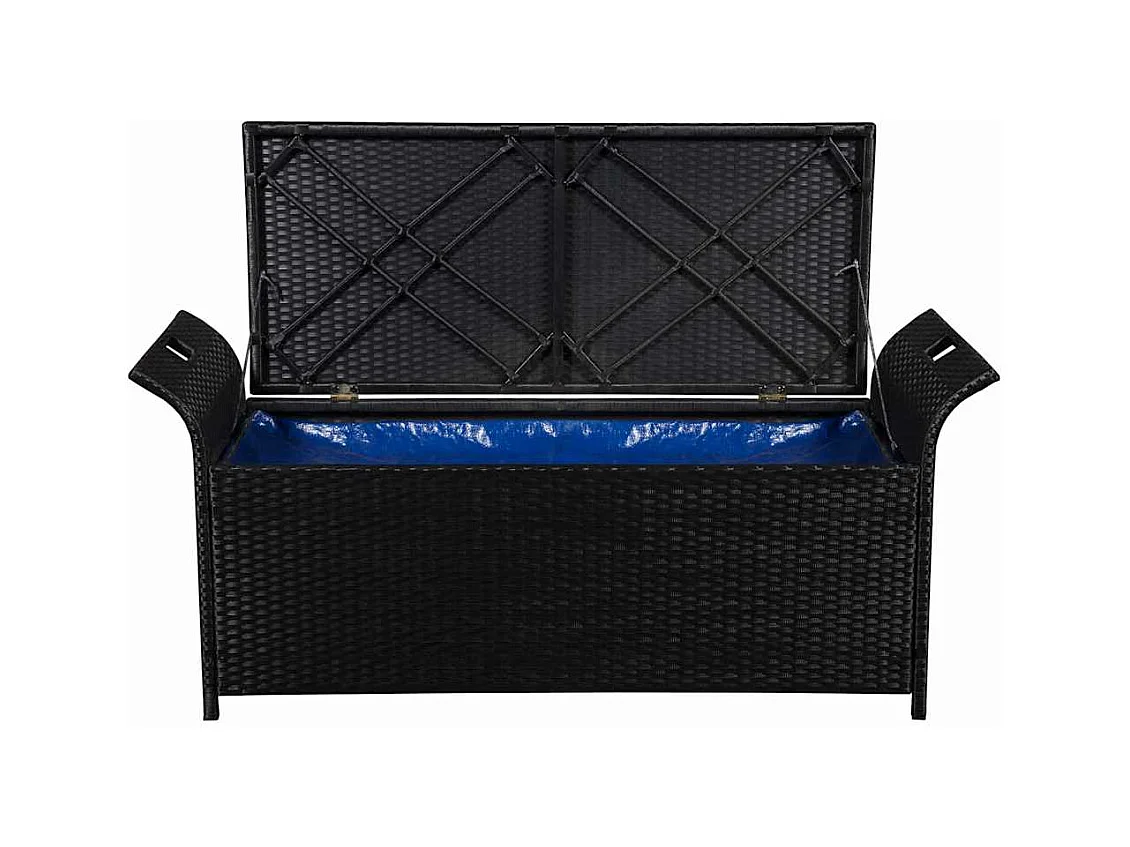 Banc de jardin avec coussin 138 cm Résine tressée Noir