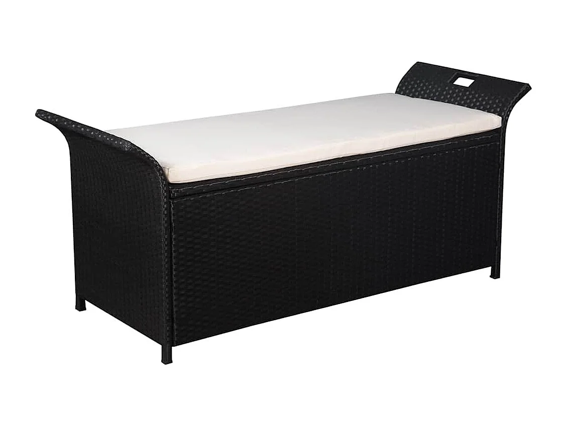Banc de jardin avec coussin 138 cm Résine tressée Noir