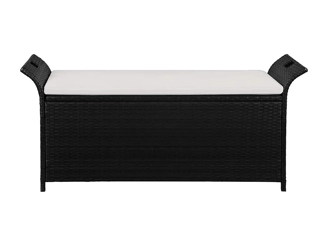 Banc de jardin avec coussin 138 cm Résine tressée Noir