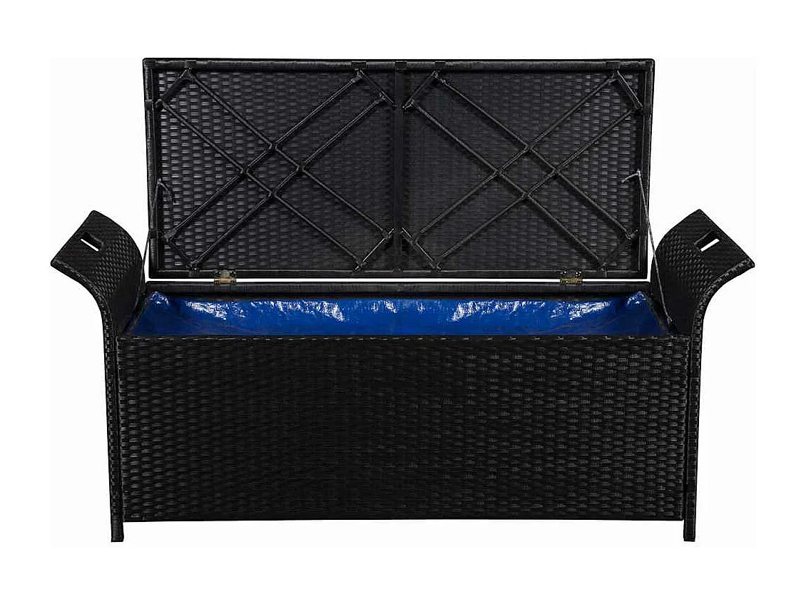 Banc de jardin avec coussin 138 cm Résine tressée Noir