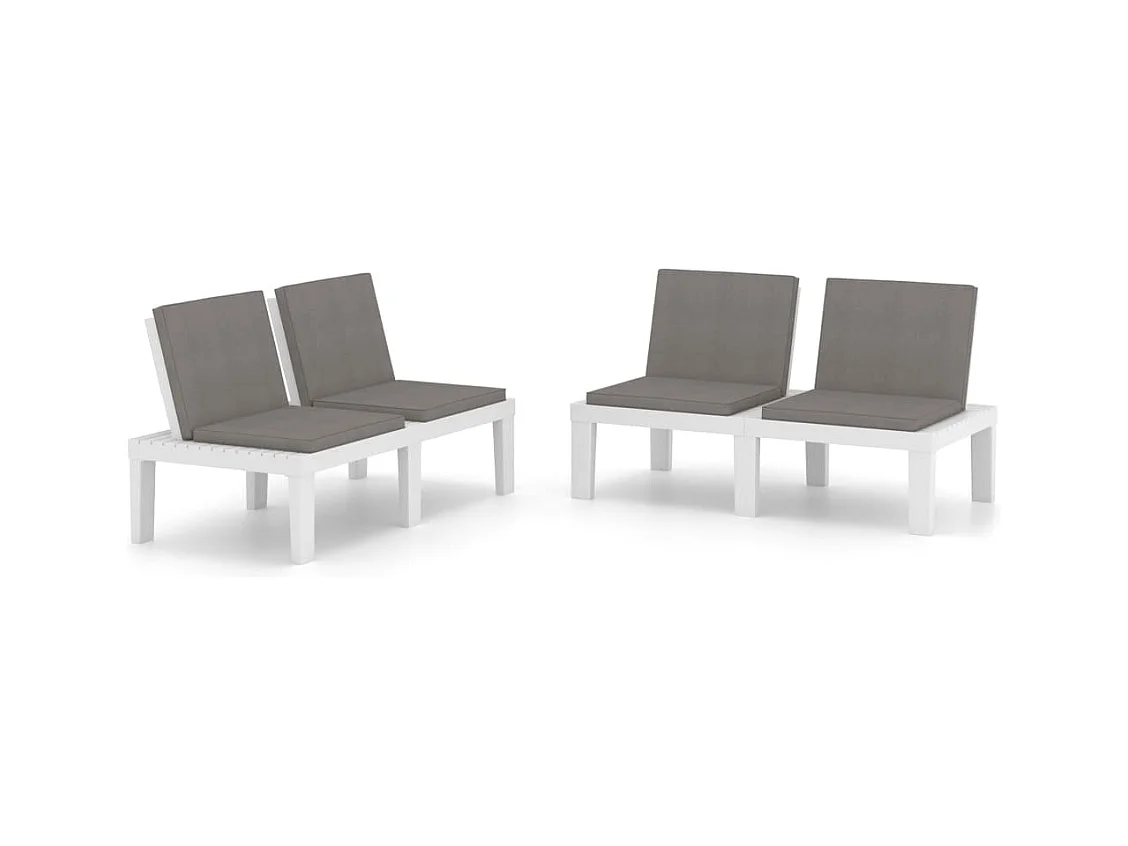 Bancos de jardim com almofadões 2 peças plástico branco