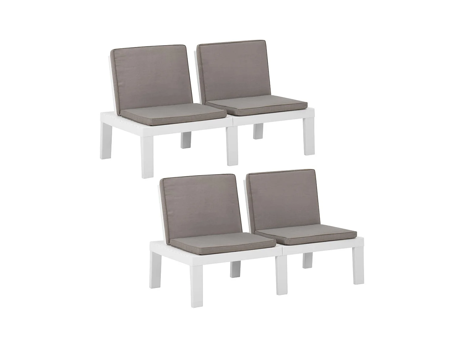 Bancos de jardim com almofadões 2 peças plástico branco