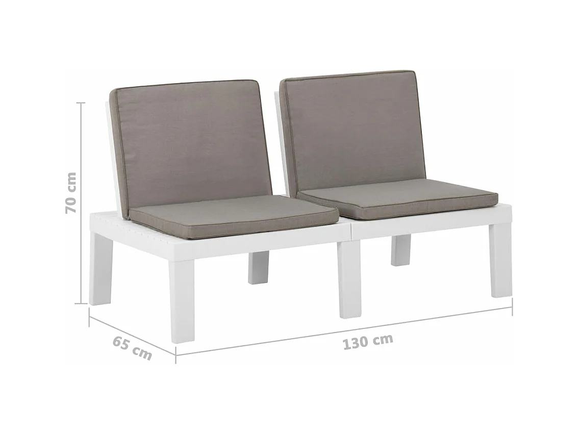 Bancos de jardim com almofadões 2 peças plástico branco