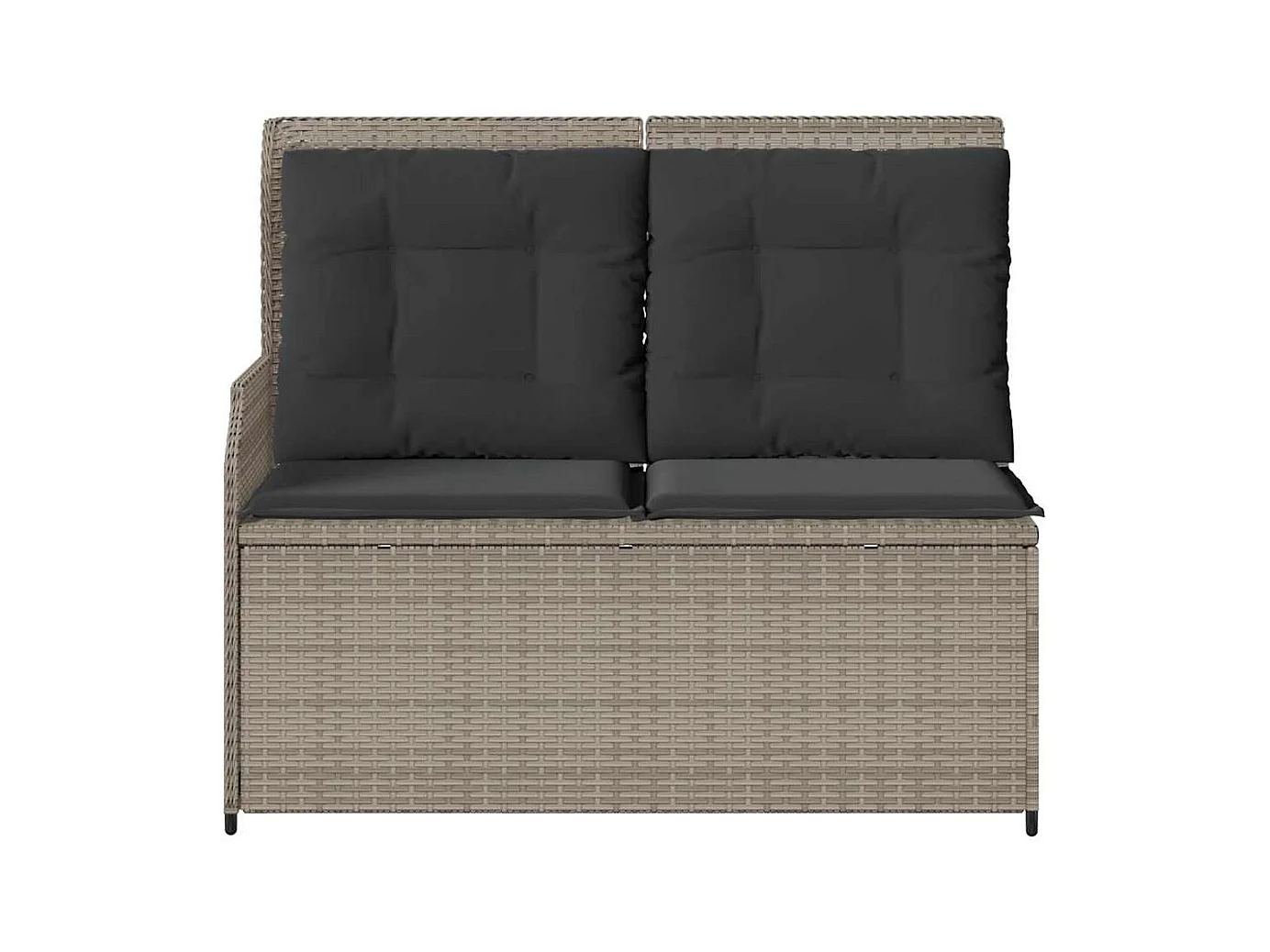 Sillón reclinable de jardín con cojines ratán sintético gris