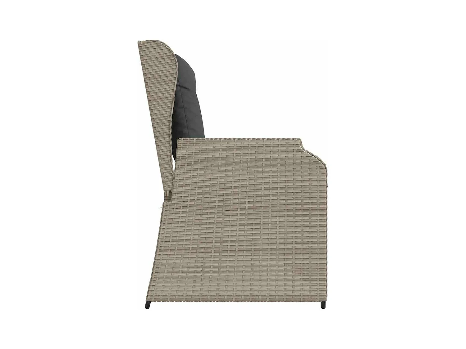 Sillón reclinable de jardín con cojines ratán sintético gris