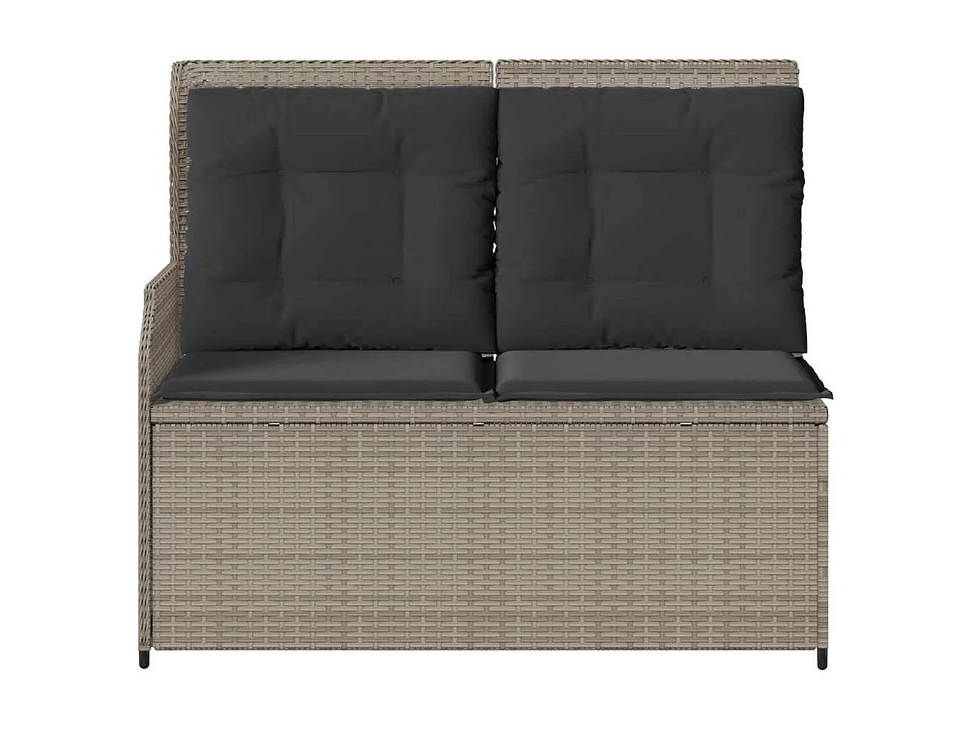 Banc inclinable de jardin et coussins gris clair résine tressée