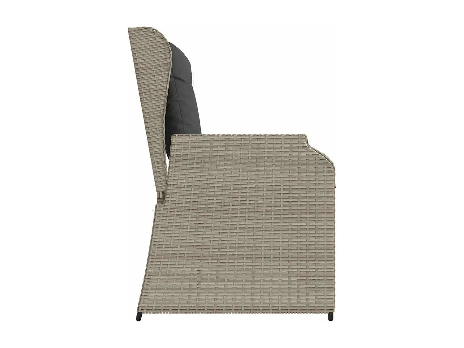 Banc inclinable de jardin et coussins gris clair résine tressée