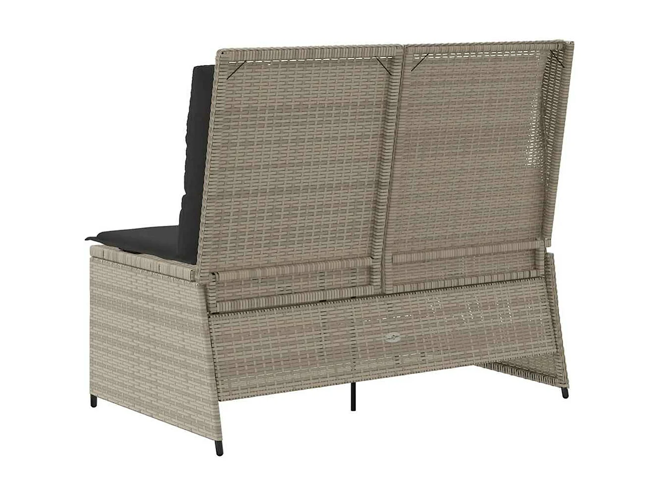 Banc inclinable de jardin et coussins gris clair résine tressée