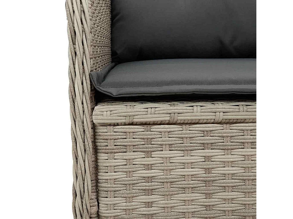 Banc inclinable de jardin et coussins gris clair résine tressée