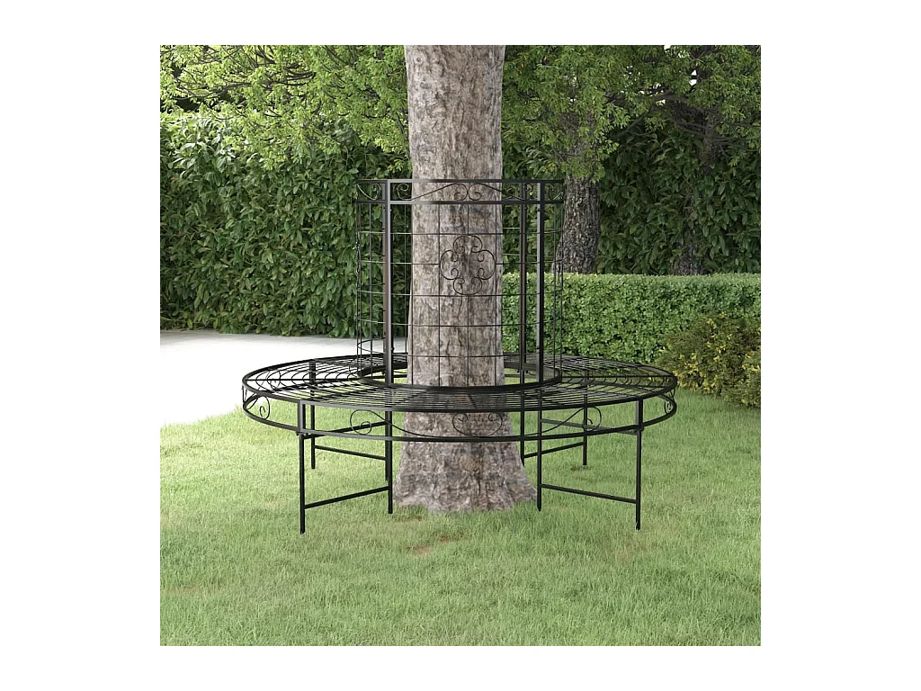 Banc circulaire tour d'arbre Ø137 cm Noir Acier