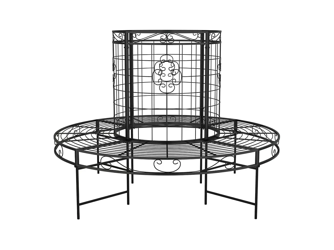 Banc circulaire tour d'arbre Ø137 cm Noir Acier