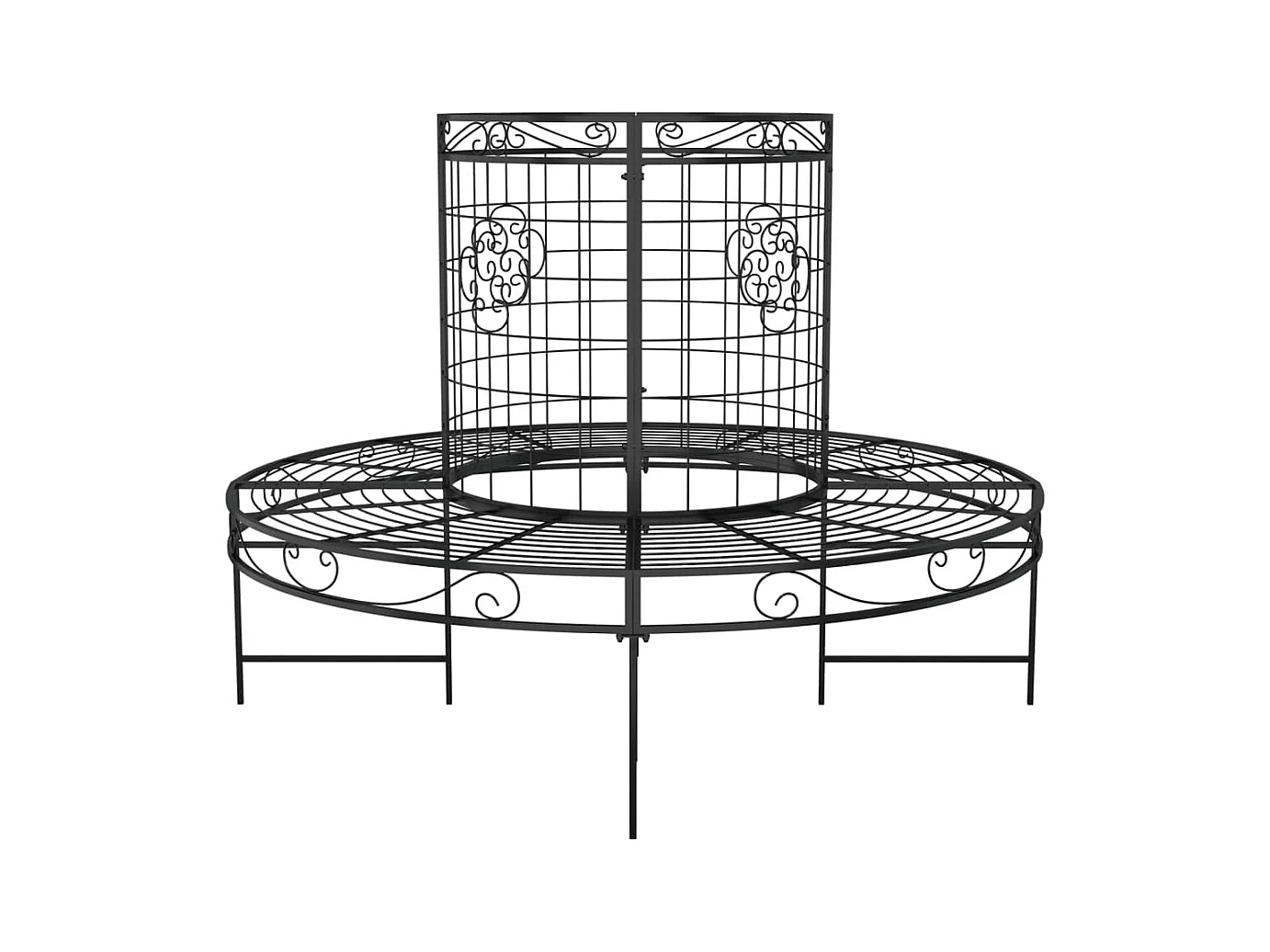 Banc circulaire tour d'arbre Ø137 cm Noir Acier