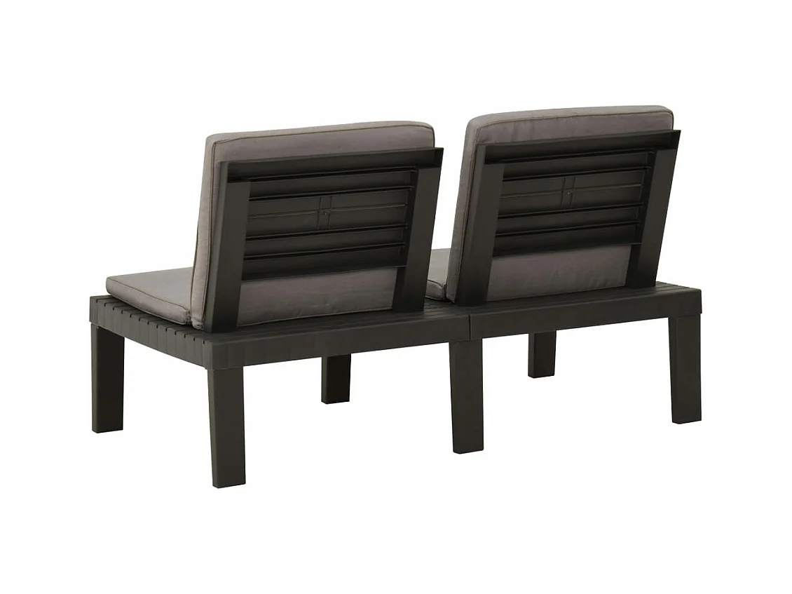 Bancos de jardín con cojines 2 unidades plástico gris