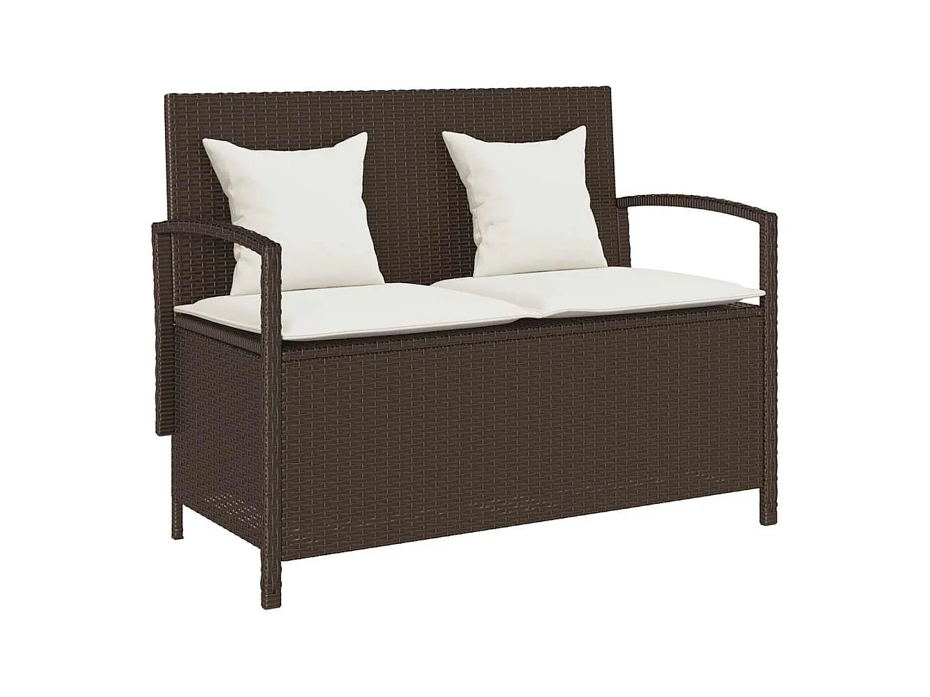 Banc de rangement de jardin avec coussin marron polyrotin