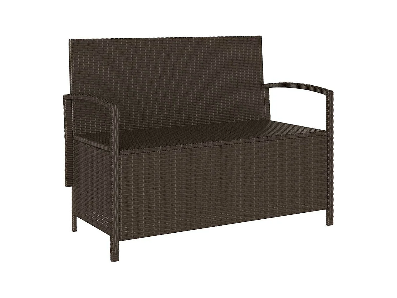 Banc de rangement de jardin avec coussin marron polyrotin