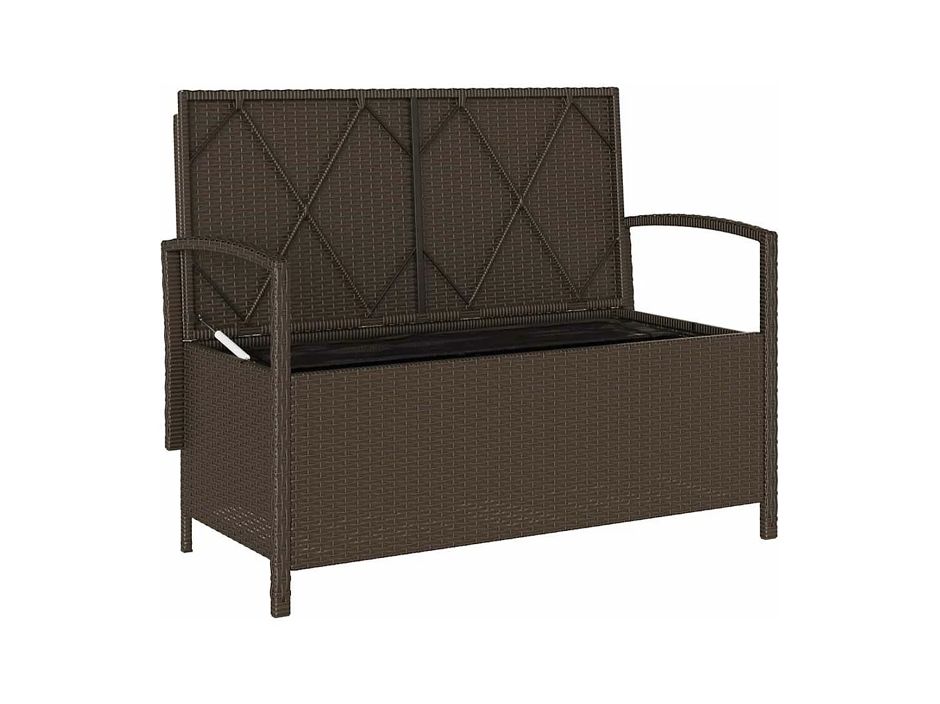 Banc de rangement de jardin avec coussin marron polyrotin