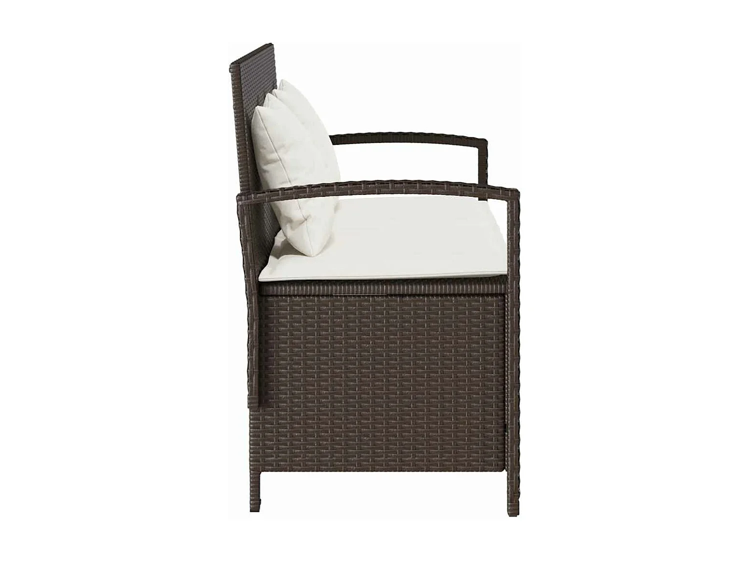 Banc de rangement de jardin avec coussin marron polyrotin