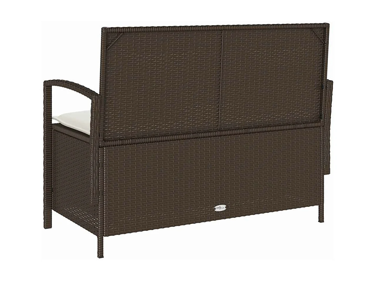 Banc de rangement de jardin avec coussin marron polyrotin