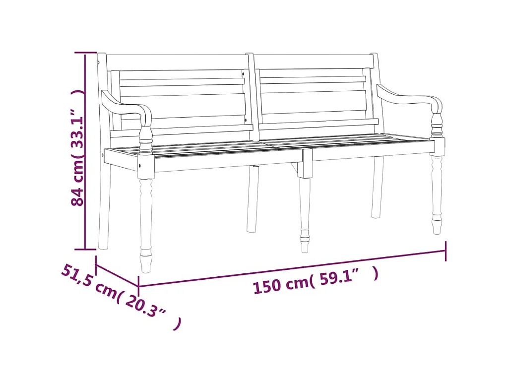 Banc Batavia 150 cm Bois massif de teck