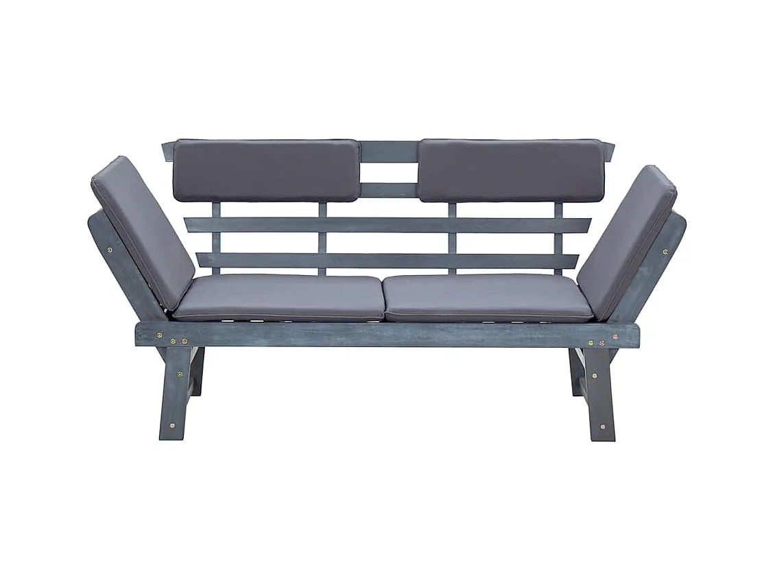 Banc de jardin avec coussins 2-en-1 190 cm Gris Bois d'acacia